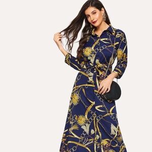NAVY BLUE DRESS WITH BELT